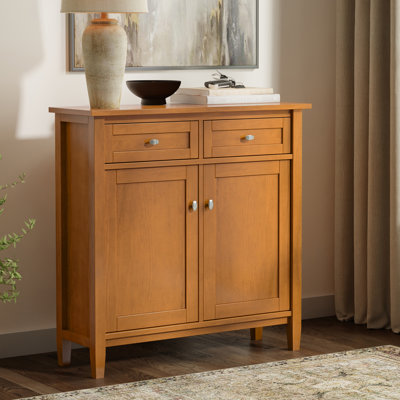 Warm Shaker 36"W Solid Wood Transitional Entryway Storage Cabinet with Drawers and Adjustable Shelves