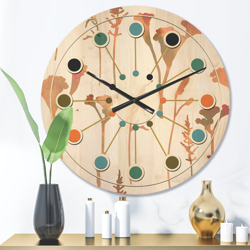 Horloge murale rétro en bois Mid-Century, Moyenne
