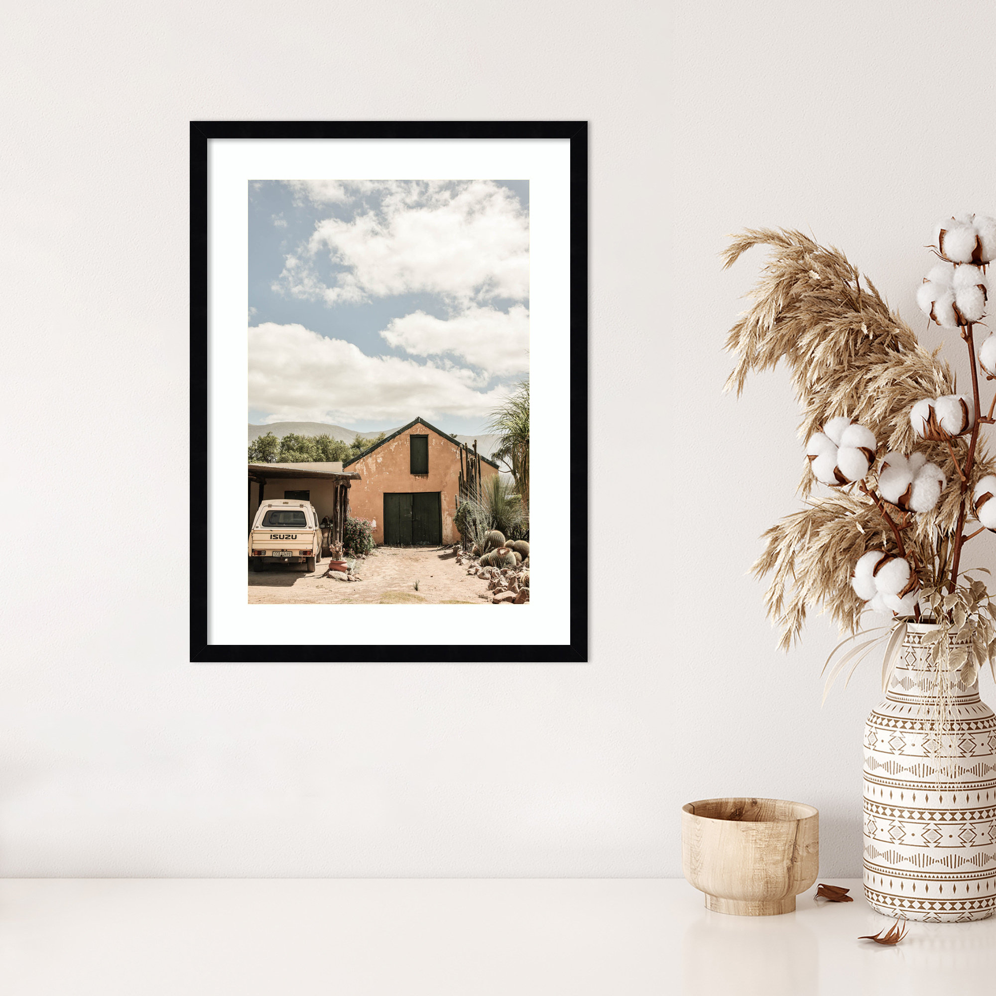 Karoo Farm House 02 by Shot by Clint Wood Framed Wall Art Print, 25" H x 19" W, Black Framed