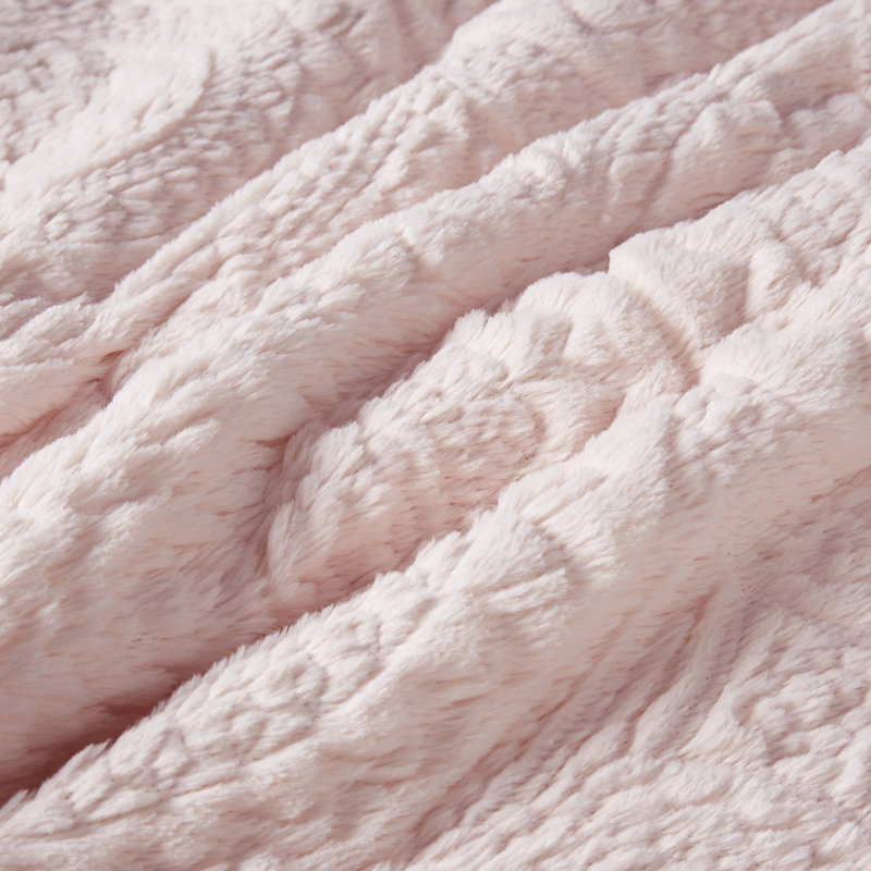 Ensemble d'édredon en fausse fourrure Arya, Édredon pour lit simple + 1 taie décorative stan, Rosé