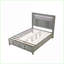 Ensemble de chambre à coucher grand 5PC moderne avec tête de lit à DEL, rangement, Bluetooth et amp; USB - bois gris | Gris | Lits bibliothèque-1911251740-1911251742
