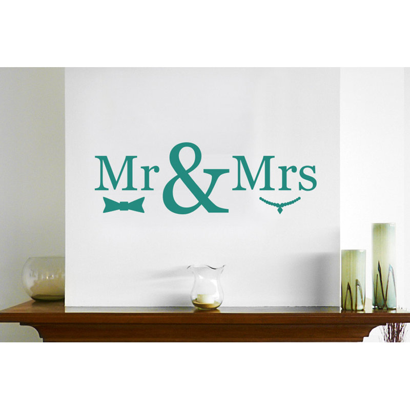 Mr Mrs Wall Sticker, Large, Aqua Green