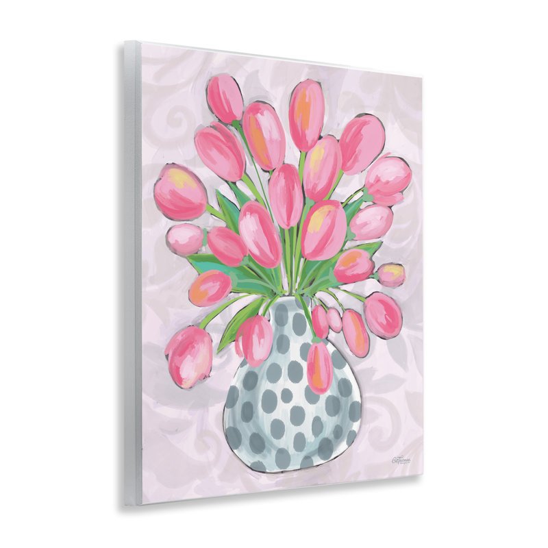 Art mural rond sur tulipes roses par Cat Thurman Designs