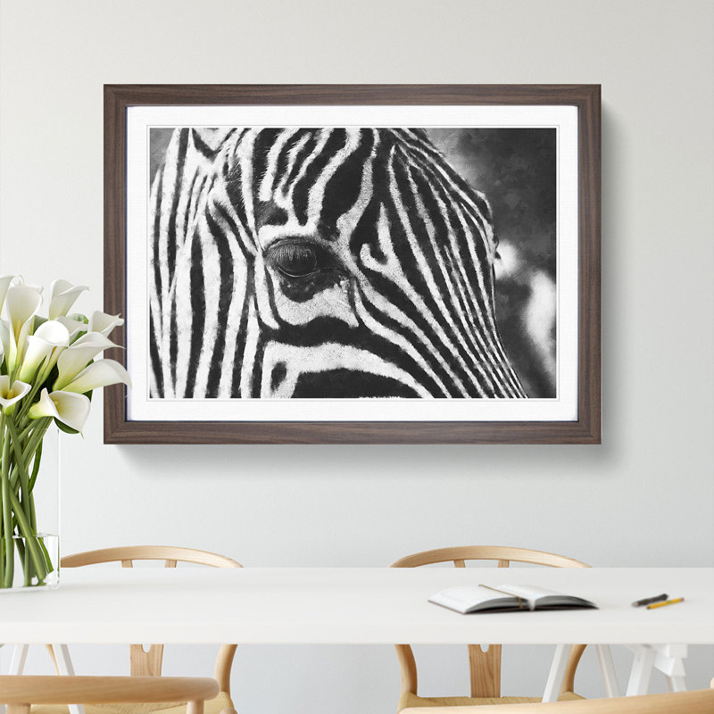 Zebra Vol.1 - Picture Frame Painting, 36cm H x 48cm W x 2cm D, Walnut