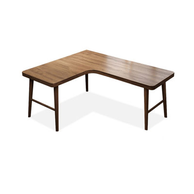 Bureau d'écriture en bois massif en L de couleur châtaignier clair
