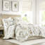 Édredon 6 pièces en coton avec imprimé floral sophistiqué, coton tissé 300tc, rembourrage doux en nuage 300 g / m², literie assortie, couvre-oreillers à bride et coussins décoratifs à motif naturel
