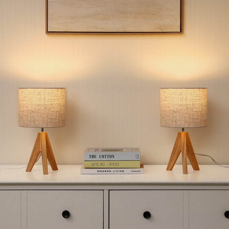 Fidel Solid Wood Tripod Table Lamp, Light Brown
