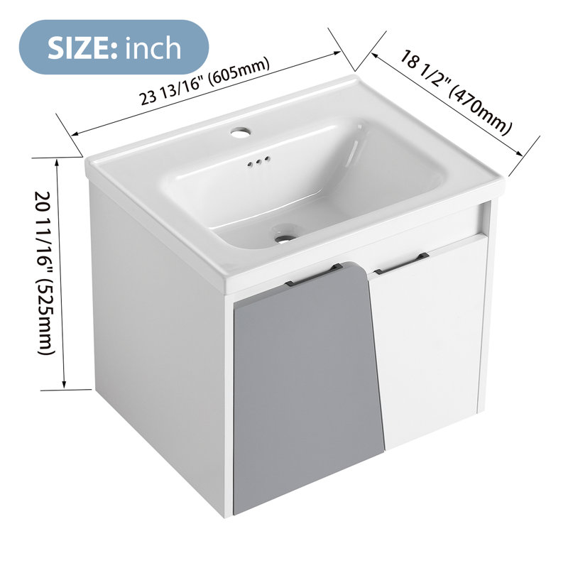 Meuble-lavabo simple 23,8 po avec plateau en céramique Klark