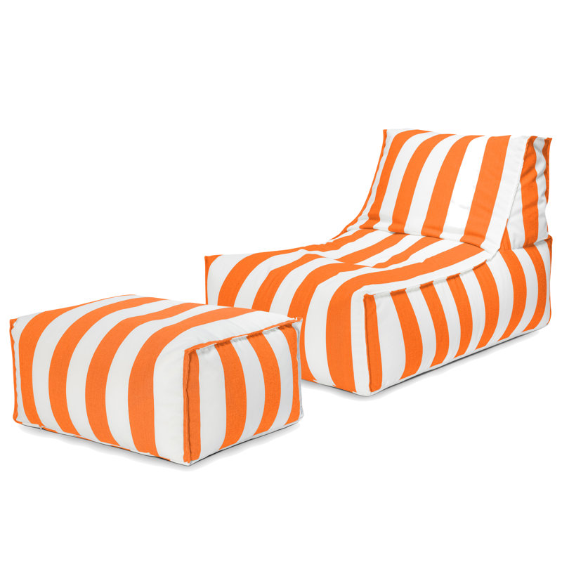 Fauteuil à billes et repose-pieds d'extérieur 2 pièces Santorin, Orange