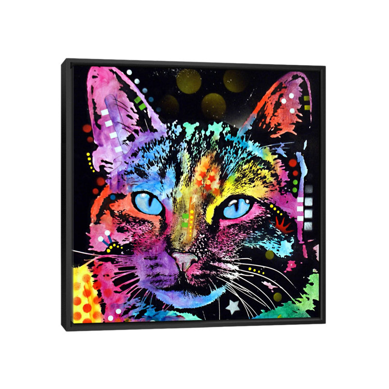 «Thoughtful Cat», impression sur toile, H 18 po x l 18 po x P 1,5 po, Toile avec cadre noir