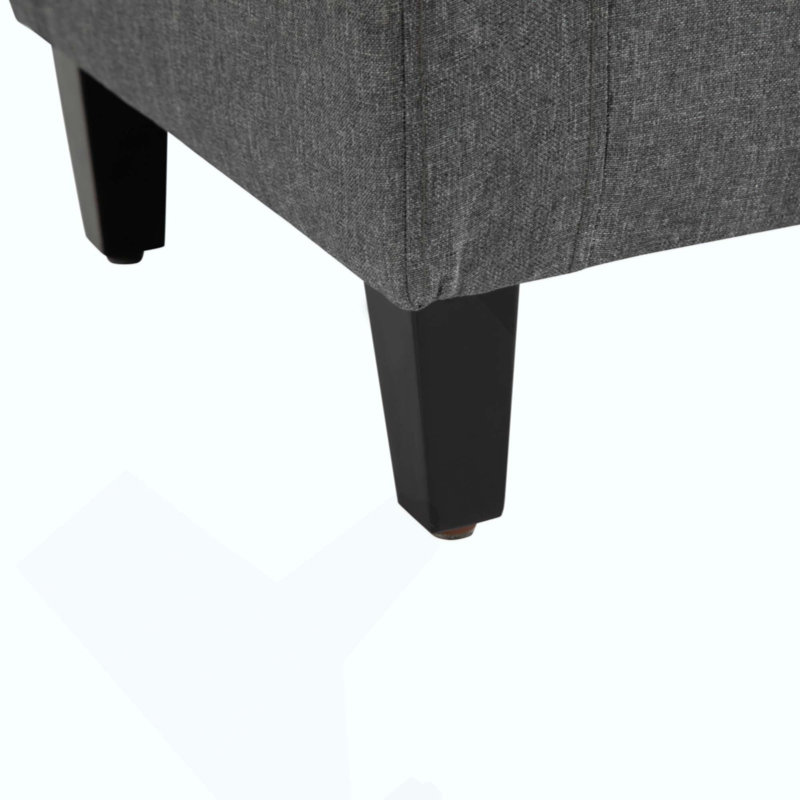 Storage Ottoman, Linen Upholstered Storage Bench With Lift Top And Button Tufted For Living Room, Gray
