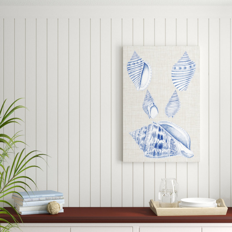 Navy & Linen Shells III by Vision Studio - Painting Print, 91cm H x 61cm W, Wrapped Canvas