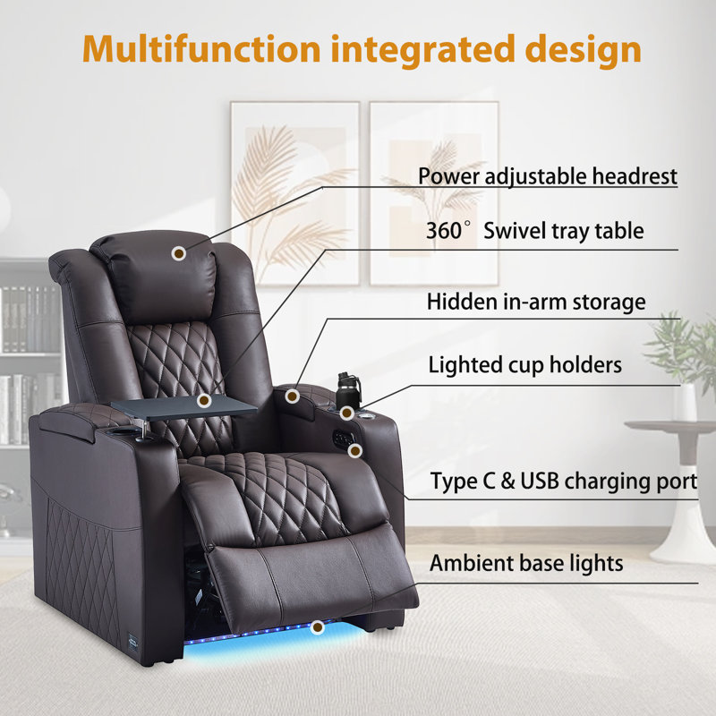 Fauteuil de cinéma en cuir Wrought Studio ™, Brun