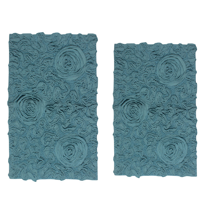 100% Cotton Bath Rug (Set of 2), Blue