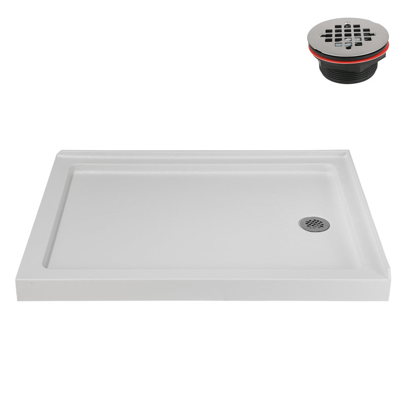 Streamline 48 in. x 36 in. Corner Acrylic Shower Base in Matte White with Right Hand Drain, Drain Included, Right