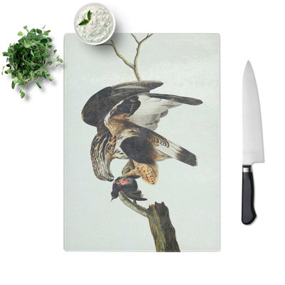 Tempered Glass Rough-Legged Falcon by John James Audubon Chopping Board