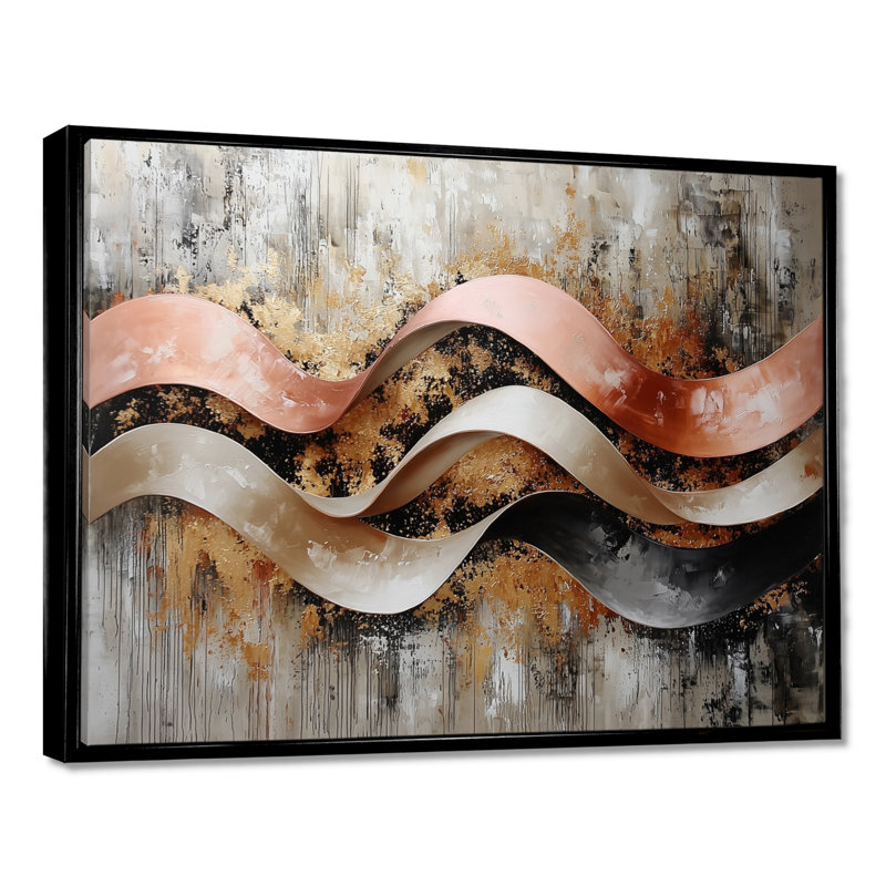Nwamaka - Abstract Wall Art, H 30 po x l 40 po, Noir, Impression encadrée flottante