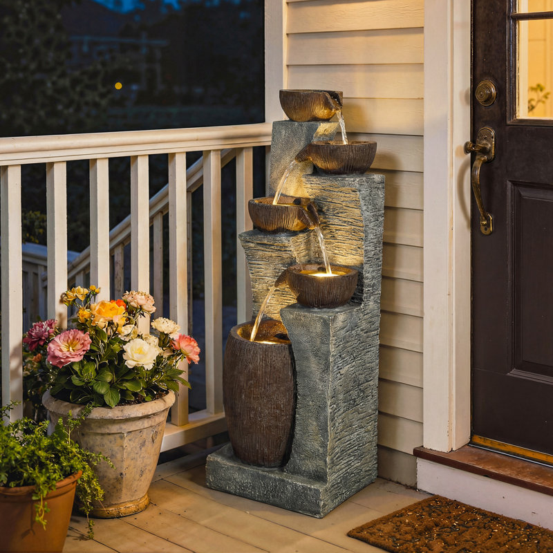 Outdoor Fountain with Lights