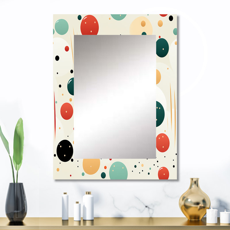Motif géométrique géométrique à pois - grand miroir mural à pois, impression graphique, miroir géométrique unique, impression sur métal