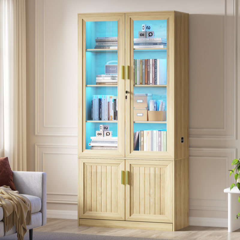 2 -Door 6 -Shelf Storage Cabinet, Oak