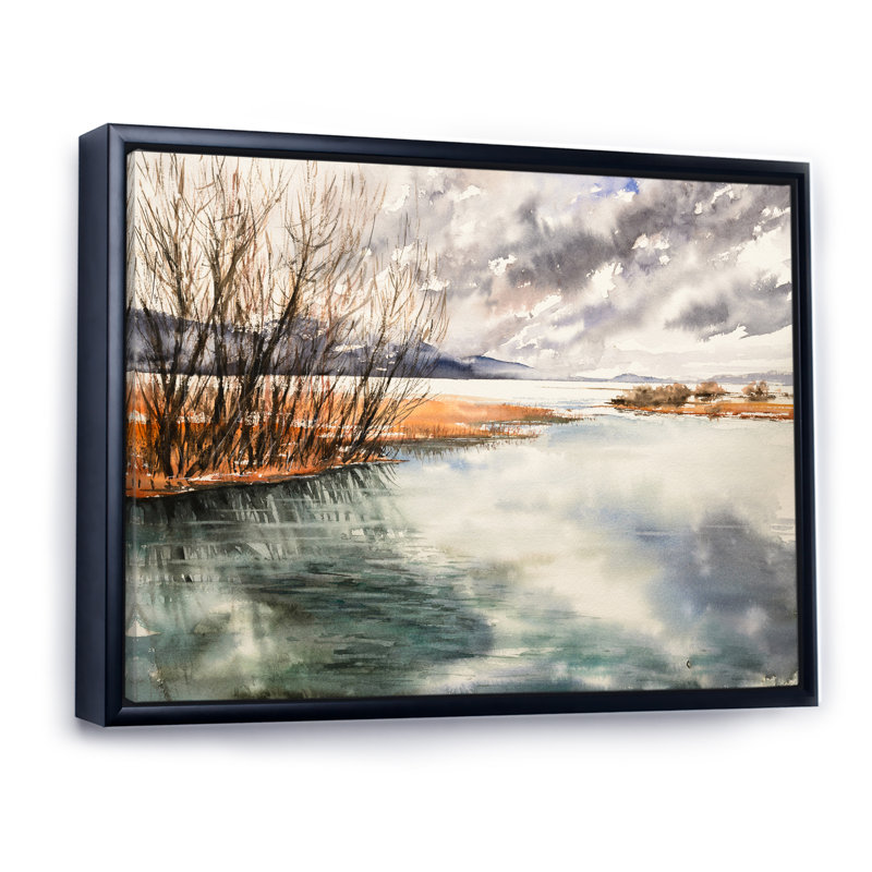 «Cloudy Spring River at Sunrise», reproduction sur toile flottante, H 8 po x l 12 po x P 1 po, Cadre noir