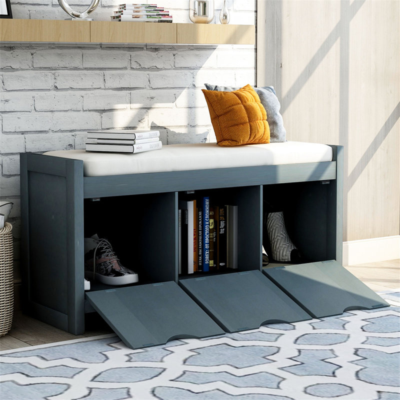 Banc de rangement Adelaja, Bleu marine antique