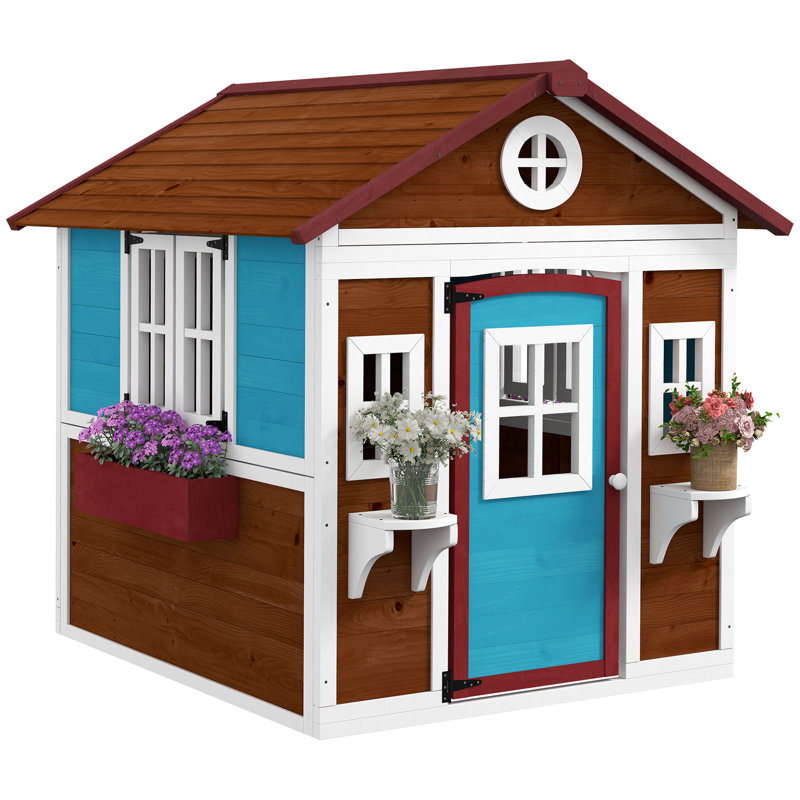 Zoomie Kids 321.06cm W x 289.56cm D Outdoor Wood Playhouse
