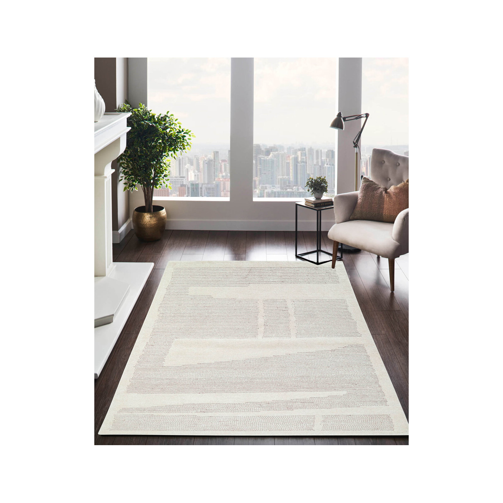 Craton Hand Tufted Wool Ivory Rug, Rectangle 2' x 3'
