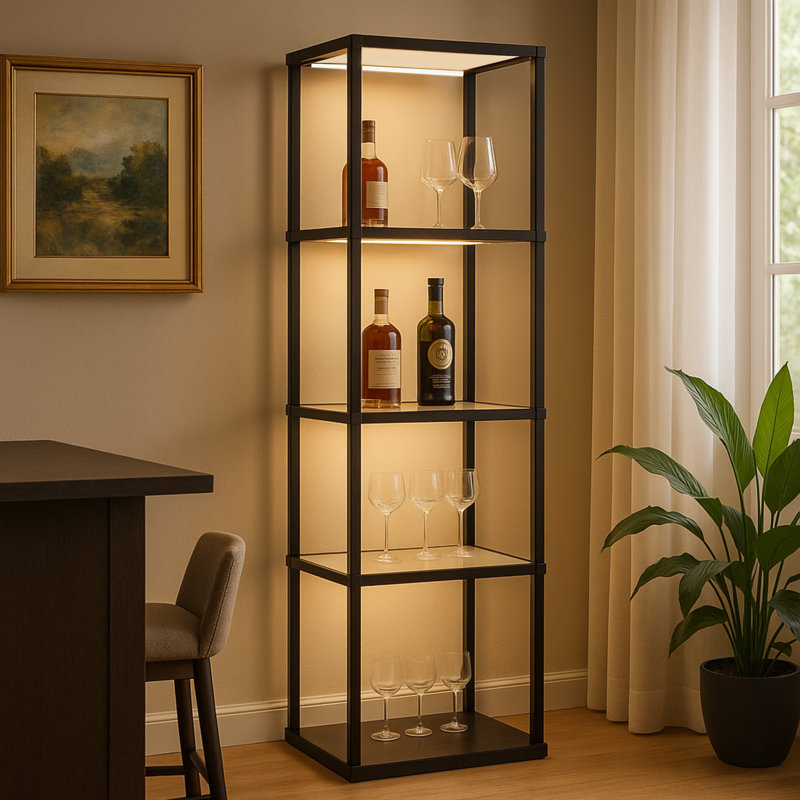 Lampe sur pied colonne 65 "avec télécommande. Contrôle complet de la luminosité et changement de couleur, Noir