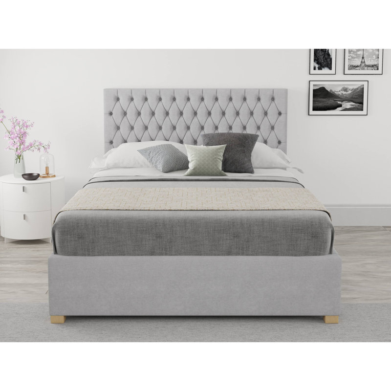 Central City Upholstered Ottoman Storage Bed, Small Double (4'), Silver