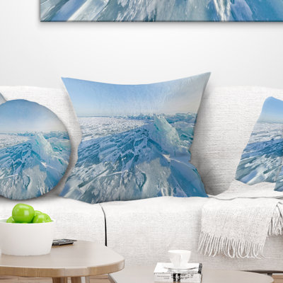 Landscape Printed Ice Hummocks in Lake Baikal Siberia Pillow