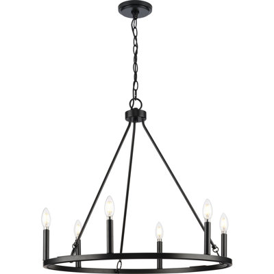 Jonathaon 6 - Light Dimmable Wagon Wheel Chandelier