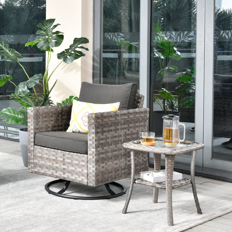 Baili Outdoor Chair With Side Table, Black