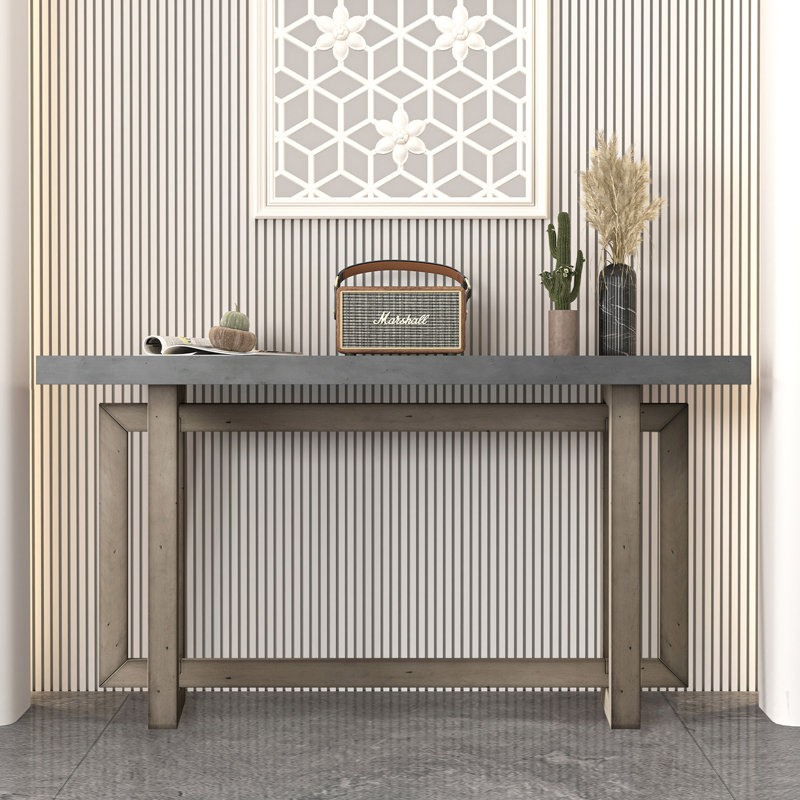Gouldner 59" Long Console Table Modern & Rustic Style, Gray/Natural
