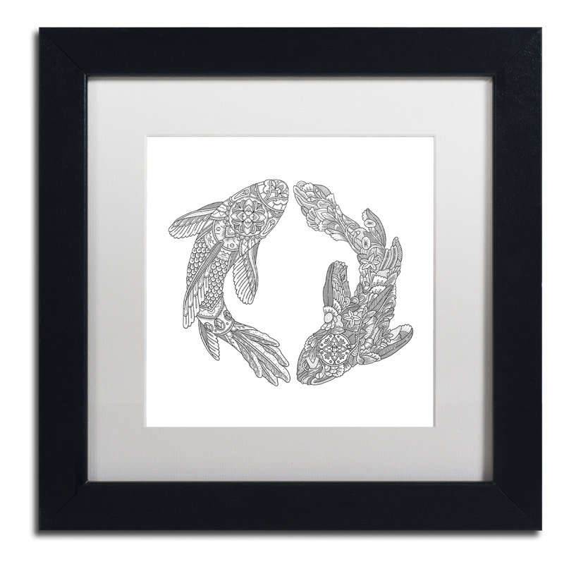 «Koi Fishes» par Chouquer, impression encadrée, H 11 po x l 14 po x P 0,5 po, Blanc