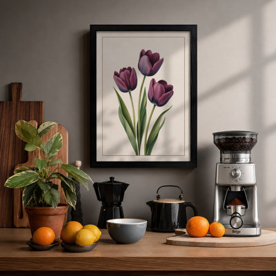 Purple Tulips Botanical - Framed Print