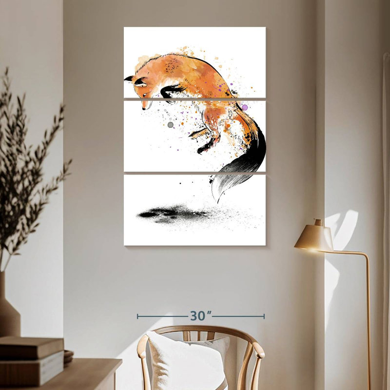 Brampt Red Fox Jumping Into Snow, 65" H x 42" W