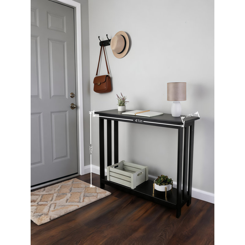 Console à 2 niveaux, 39 po x 11,8 po, table d'entrée étroite, noir