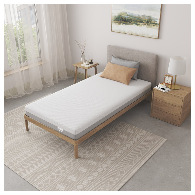 Matelas simple en mousse à mémoire de forme XL de 6 pouces NapQueen, support moyen ferme pour dortoirs et grands lits, blanc et gris