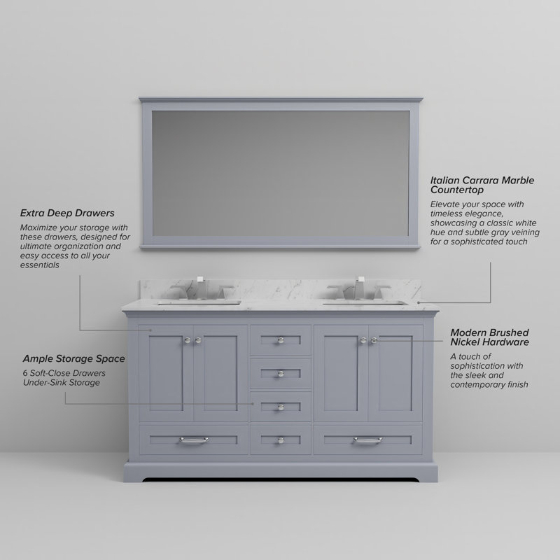 Dukes 60 in W x 22 in D Double Bath Vanity, Dark Gray