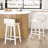 24.5" Wood Bar Stools Set Of 2 With Solid Back & Seat Mid Century Bar Chairs-765803381