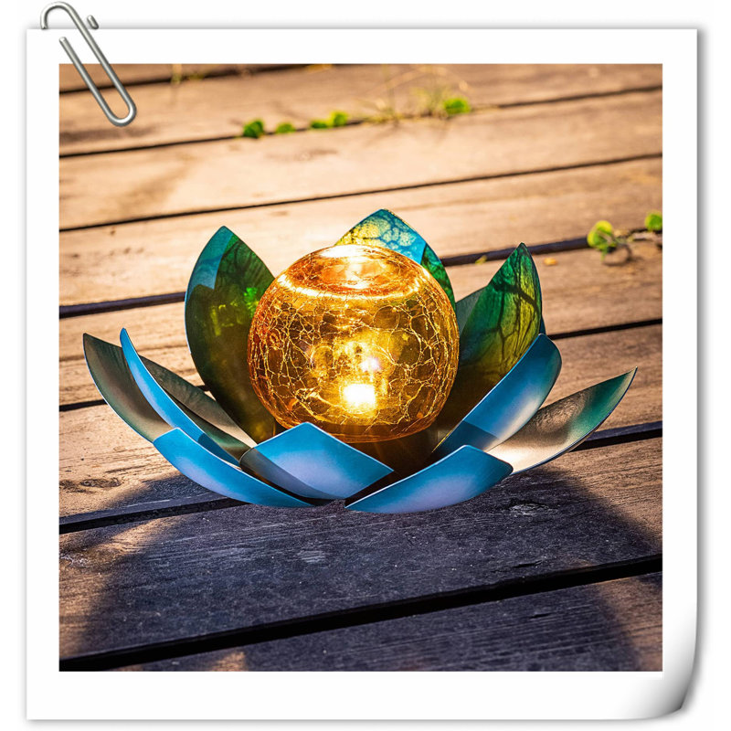 Ornement de jardin à DEL à énergie solaire 3,6 po, Bleu / vert