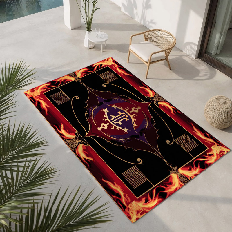 Acanthus Crest Indoor And Outdoor Area Rug, Rectangle 9' x 12'
