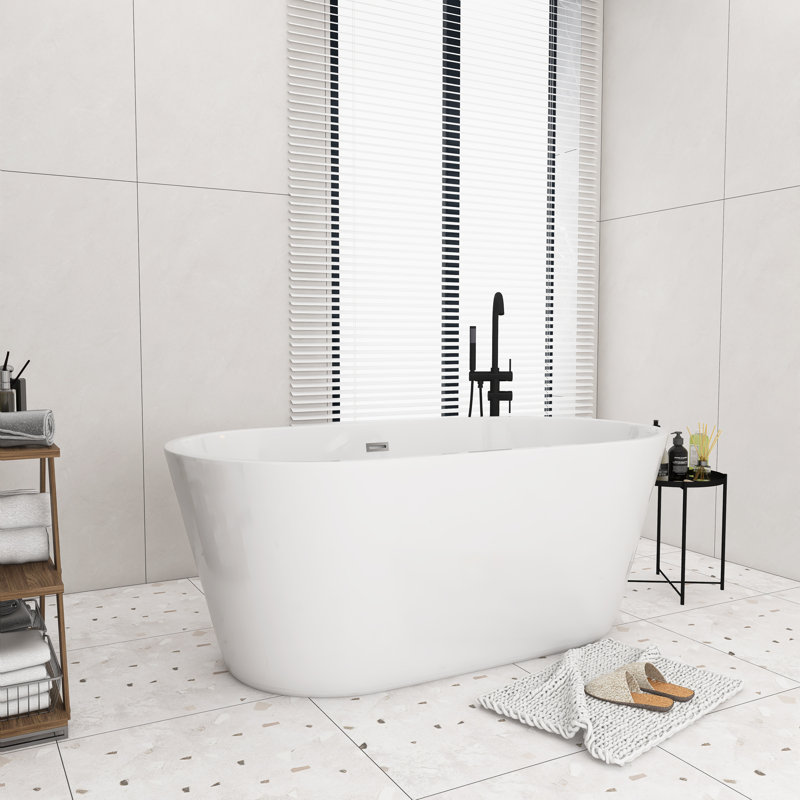67'' X 31'' Acrylic Freestanding Soaking Bathtub, Glossy White