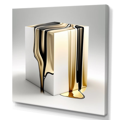 «Black and Gold Cubic Expression I» - Cubisme abstrait, impressions encadrées