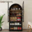 Armoire de rangement arquée avec portes et tiroirs en verre, organisateur autoportant à 5 couches pour le salon, la cuisine ou le couloir