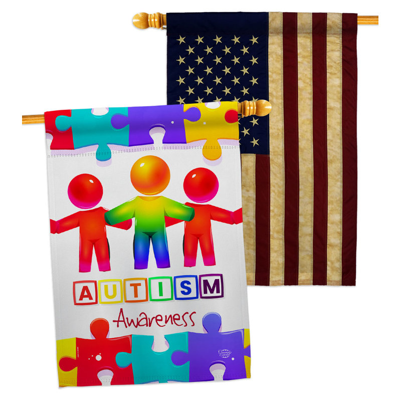 Bannière de soutien Support Autism House Flags 28 x 40 pouces