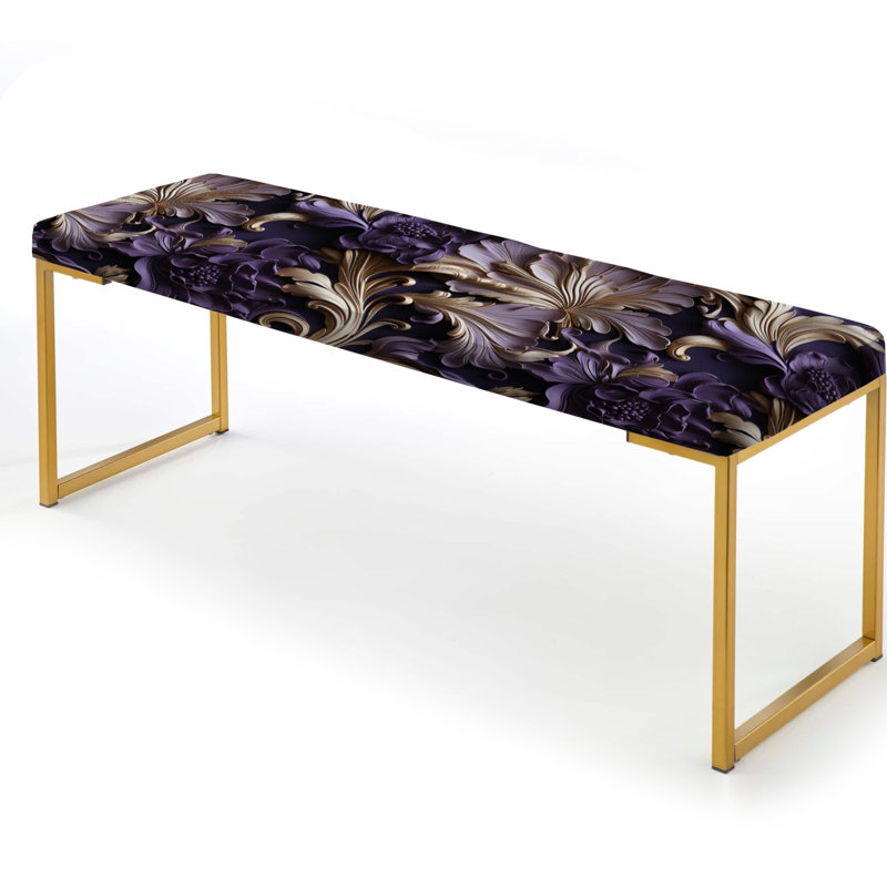 Deep Purple Glamorous Majesty - Paisley Upholstered Gold Bench