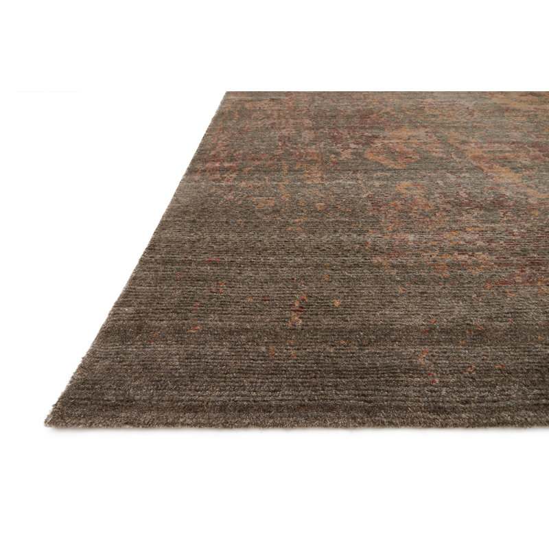 Tapis brun noué à la main Delphi, Rectangle 24 po x 36 po
