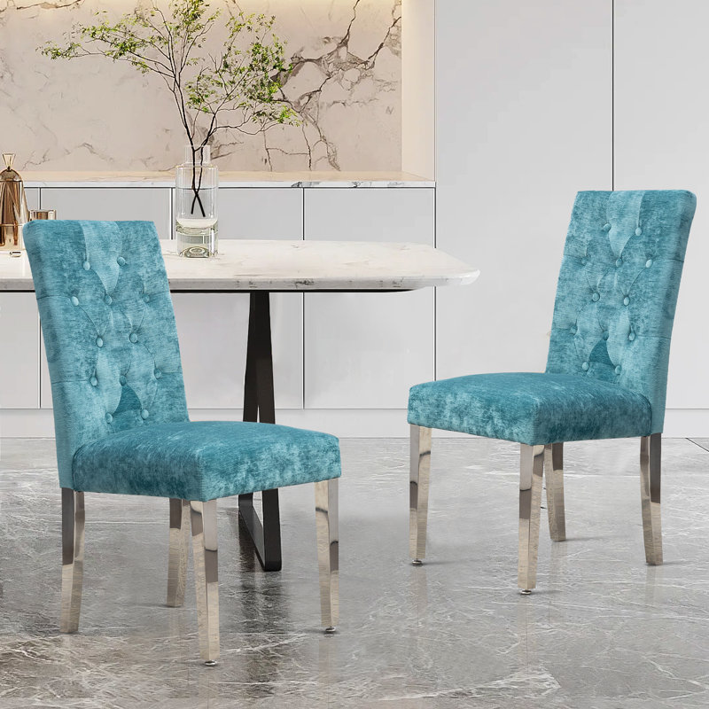 Quintica 19.3'' H Tufted Upholstered Parsons Chair, Green